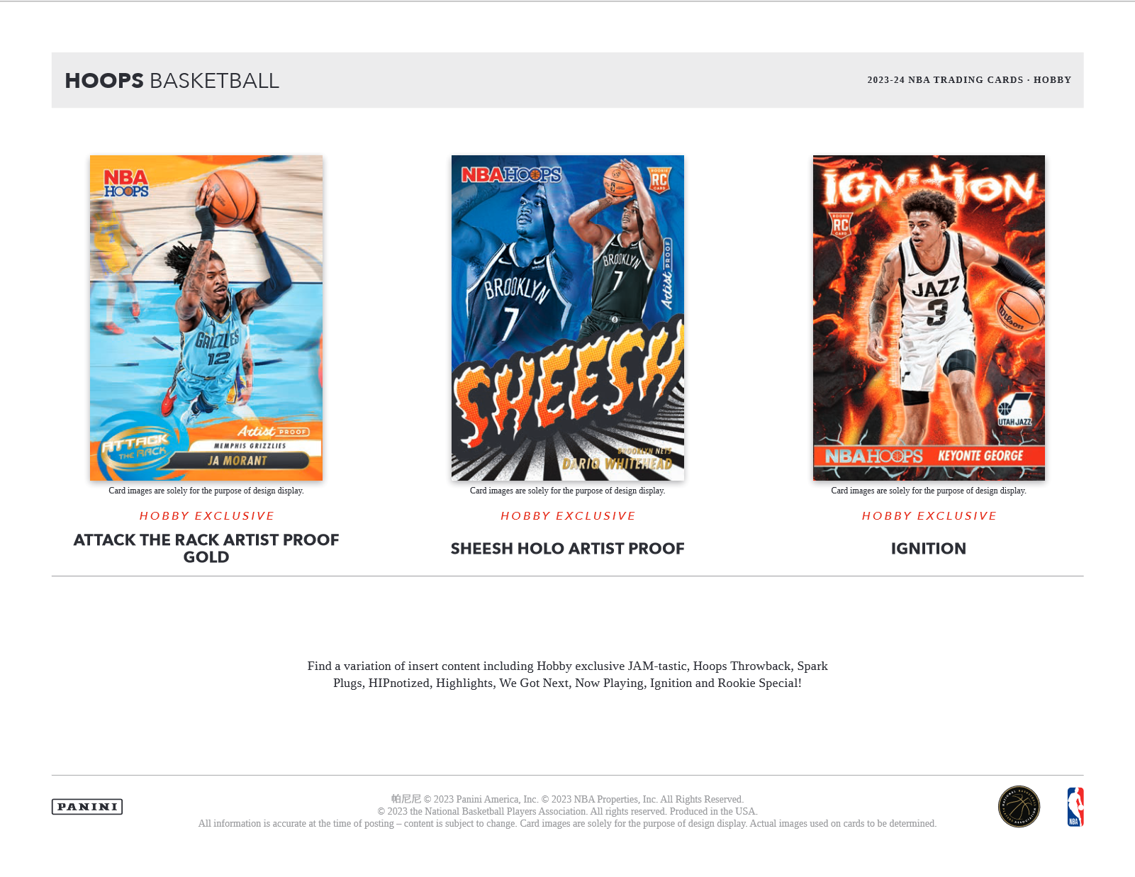 2023-24 Panini NBA Hoops Basketball 20 Hobby Box Case