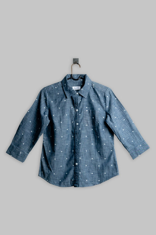 Terrakotta-farbenes Kurzarmhemd mit kubanischem Kragen